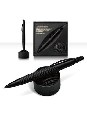 Luxury Ballpoint Pen with Sonar Stand, Turbine Twist Design, Shadow Black